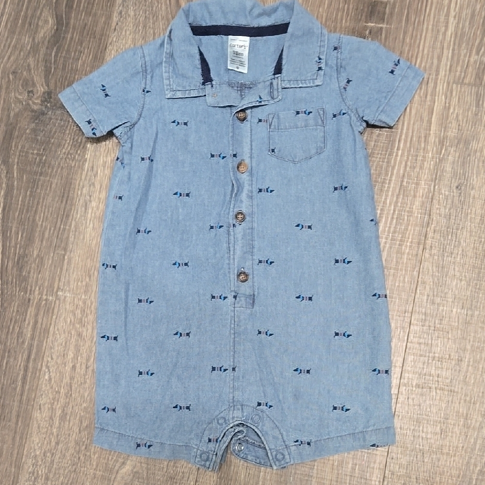 Carter's Blue Bow Print Romper